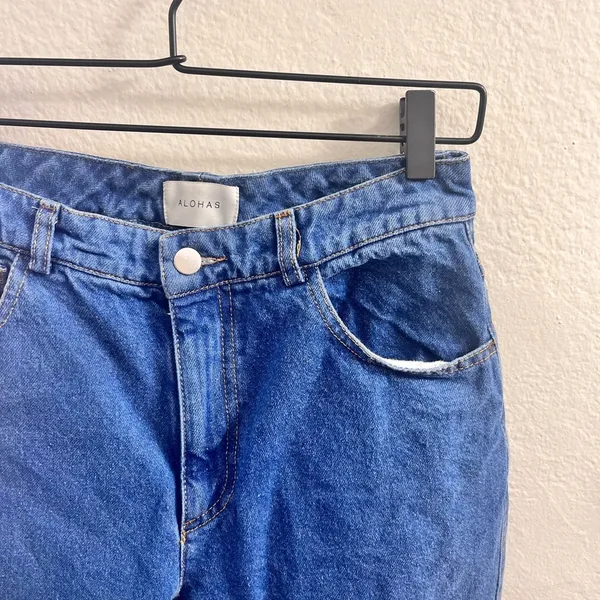 ALOHAS Deep Blue Relaxed Fit Leg High Rise Denim Size M - Image 3
