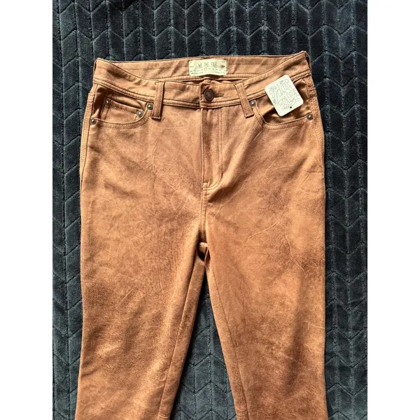 We The Free‎ Brown Faux Suede Skinny Pants Distressed Look Size 27 NWT - Image 2