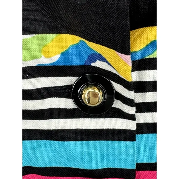 Vtg Rickie Freeman/Teri Jon 2 Pc. Coordinated Stripped Linen Top & Silk Skirt 8 - Image 7