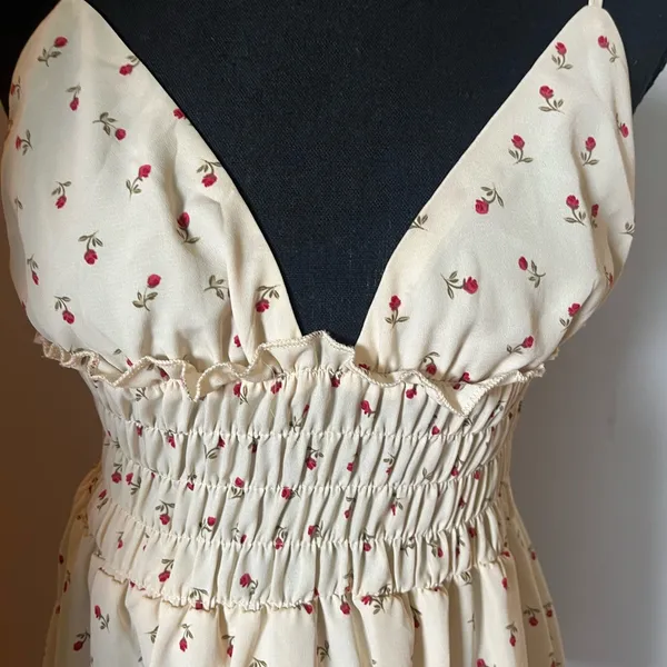 PRINCESS POLLY‎ ROZA MINI DRESS BEIGE Size 2 - Image 3