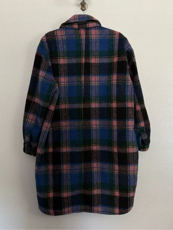 Blank NYC The Comeback Plaid Long Button Coat Large - Image 5