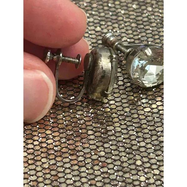 925 sterling silver earrings no hole tarnished 3.92g h20 - Image 2