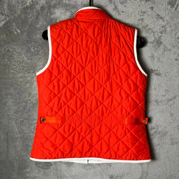 Lauren Ralph Lauren Reversible Quilted Vest Orange & White Utility Pockets Small - Image 9