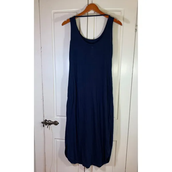 Kindred Bravely Navy Blue Nursing Maternity Midi Dress Pockets Small Petite - Image 6