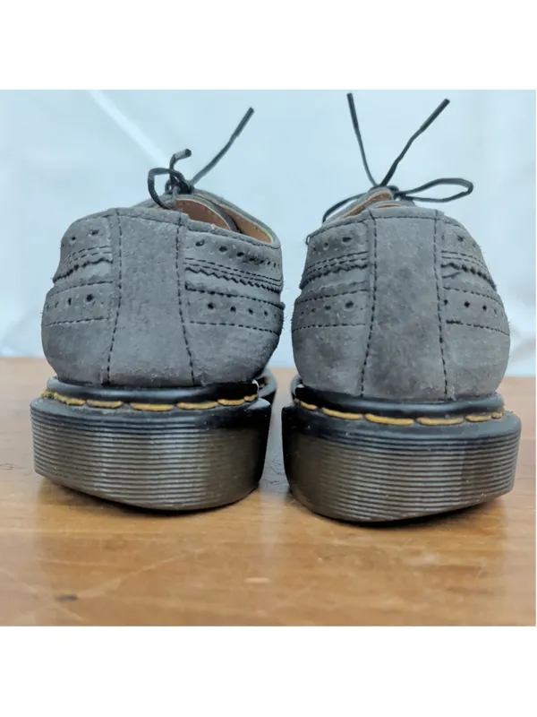 Vintage UK Made Dr. Martens AW 009 Grey Suede Wingtip Brogues UK 6 - Image 6
