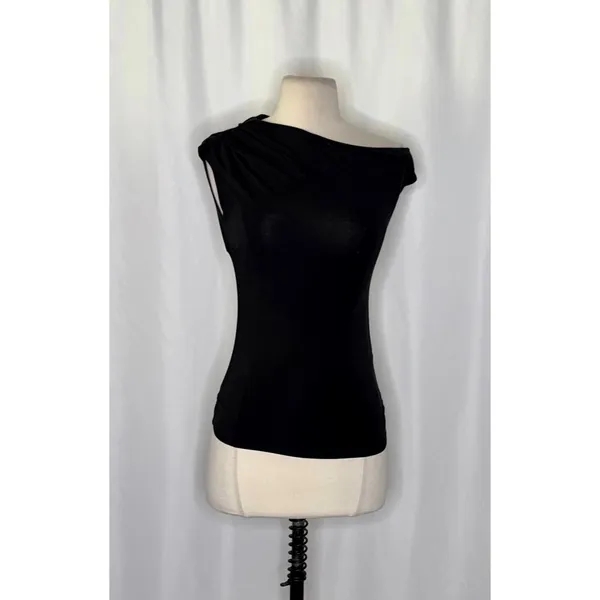 NWT!! J. CREW Stretch Cotton Blend Off the Shoulder Top Solid Black XXS XX-Small - Image 2