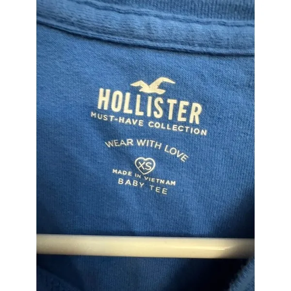 Hollister Must-Have Collection Royal Blue Baby Tee Short Sleeve Crop Top XS (E) - Image 3
