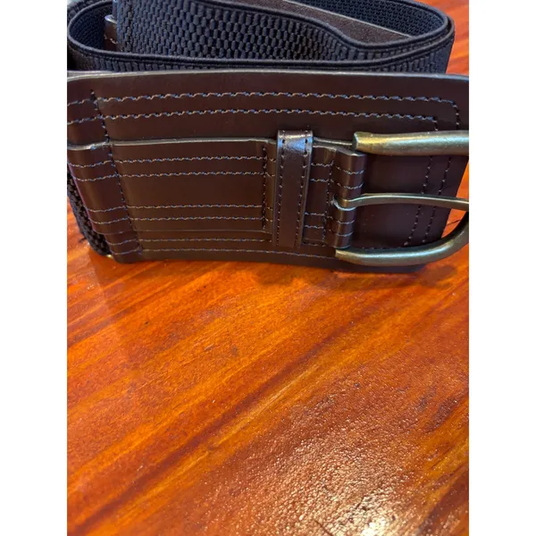 Vintage Style Brown Elastic Cinch Belt Wide Faux Leather Buckle Plus Size 18/20 - Image 4