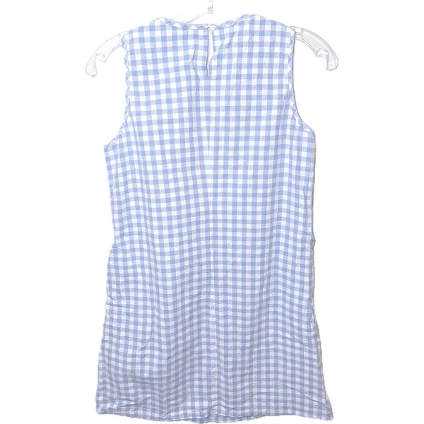 NWT Blue White Gingham Mini Dress Sleeveless Cotton A-Line Sundress Pockets SM - Image 3