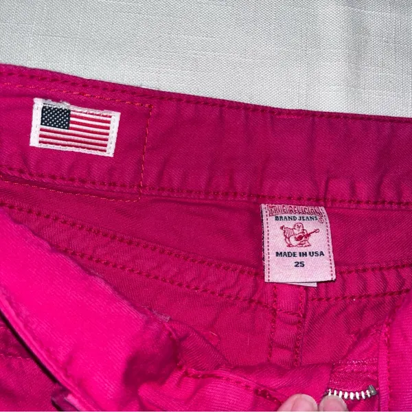 True Religion's Luxurious Fuchsia Pink Shorts - Image 3