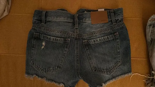 Aeropostale Ripped Dark Washed Jean Shorts - Image 2