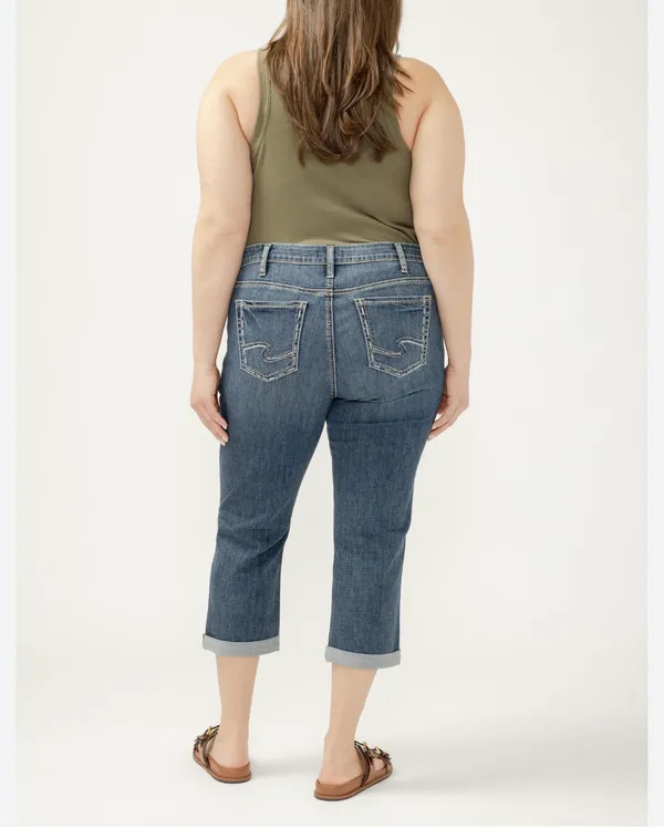 Silver Jeans Co Elyse Mid Rise Whiskered Capri Denim Pants Size 16. - Image 2