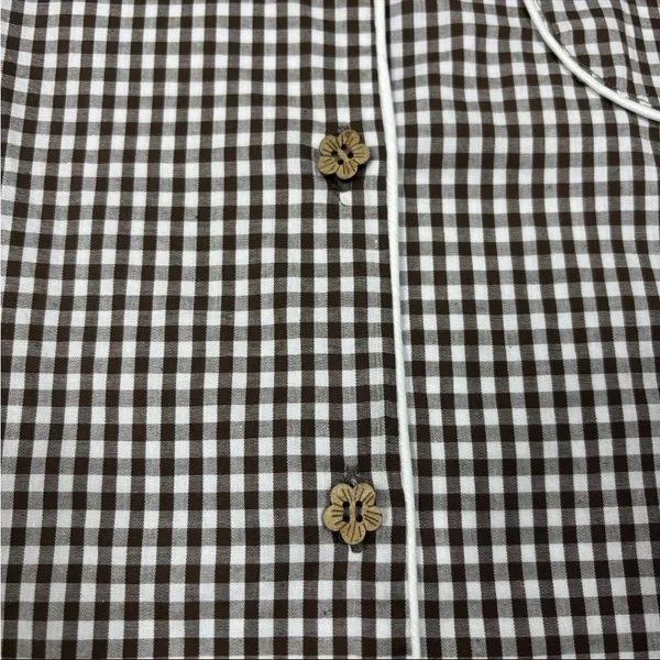 POL gingham collared pajama‎ top wooden button detail size small - Image 2