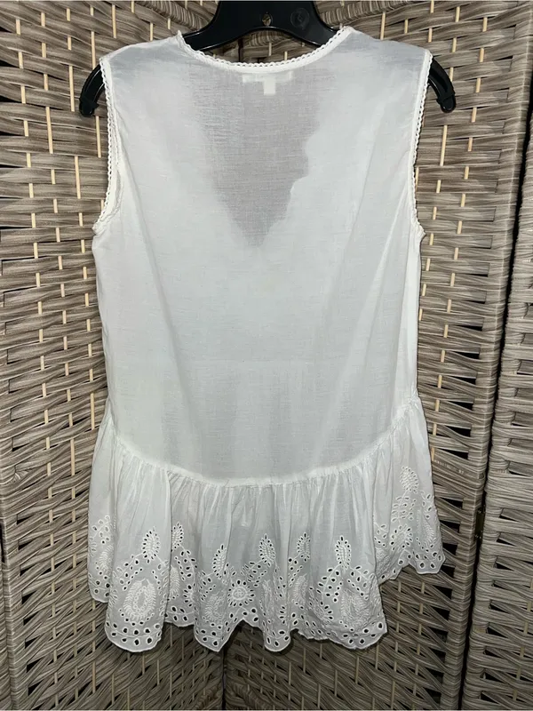 Atelier max White Embroidered Sleeveless Peplum Top - Image 6