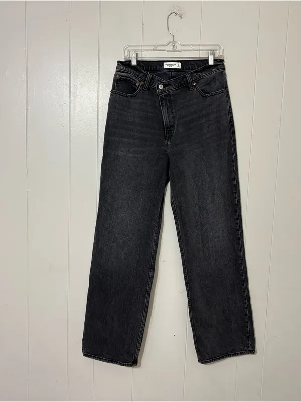 Abercrombie & Fitch 90s Relaxed Criss Cross Jeans Black Size 29 8 High Rise - Image 3