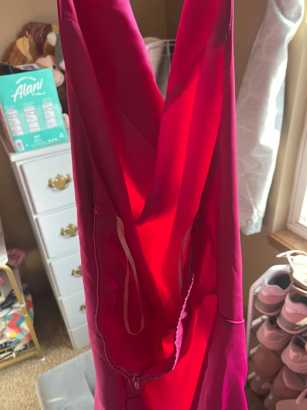 Missguided Hot Pink Cowl Neck Satin Open Back Dress - Image 5