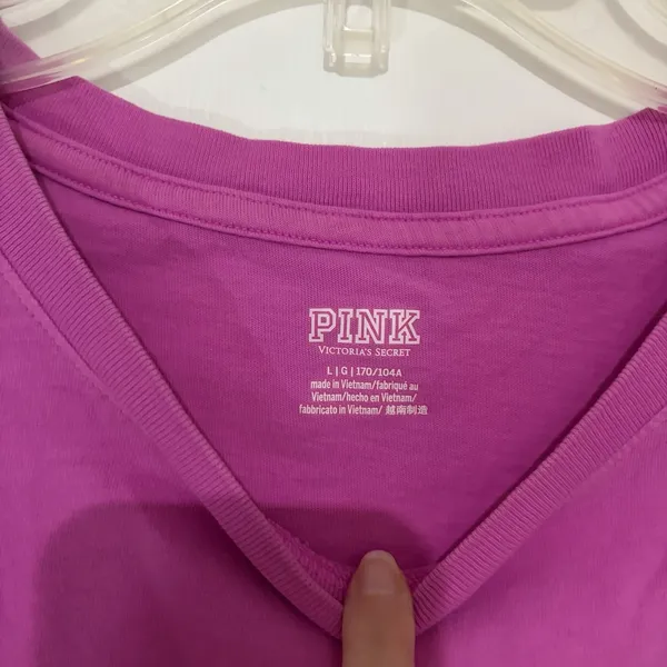 PINK Victoria's Secret Shirt Womens Large Barbie Pink Crop Top Tee Cotton - Image 4