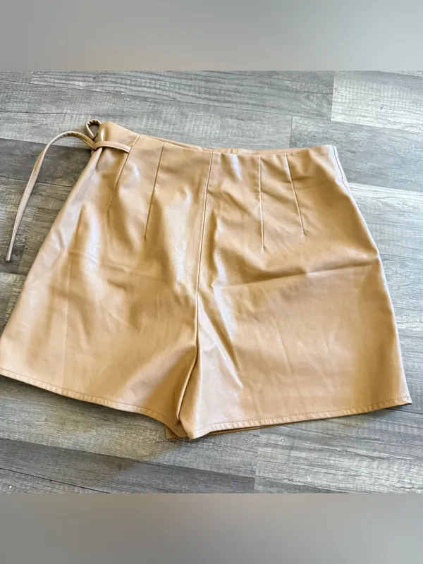 Zara camel faux leather skort - Image 5