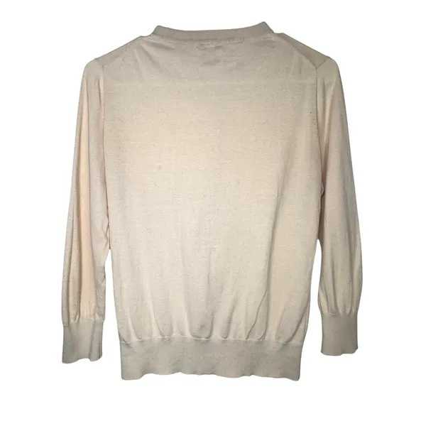 J Crew The Clare Cardigan Cream Sweater Womens M Beige Cotton Button Front Knit - Image 2