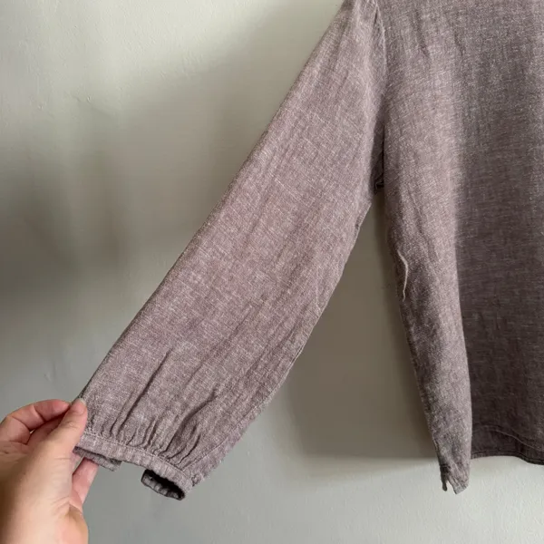 Loytaa | Brown Cotton Hemp Boxy fit Long Sleeve Top | Large | Lagenlook - Image 3