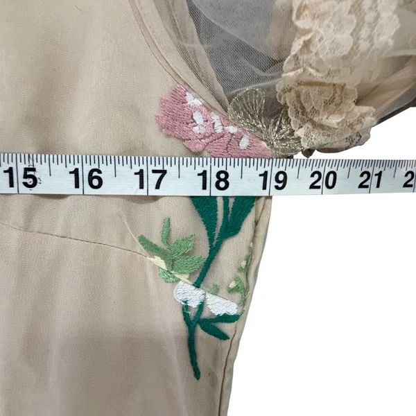 Cottagecore‎ Lace Tiered Midi Dress Embroidered Floral Prairie Fairy 2extremz L - Image 7