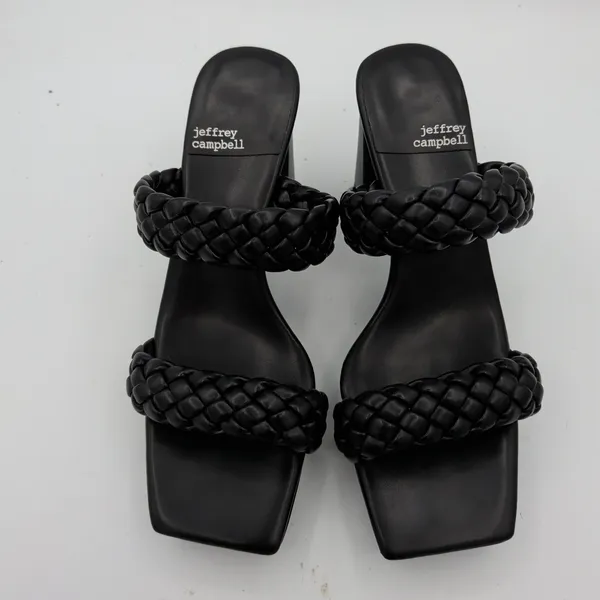 Jeffrey Campbell Amaryllis Black Braided Square Toe Block Heel Sandals Size 8.5‎ - Image 4