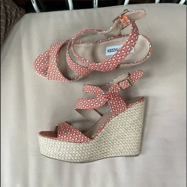 Steve Madden Jenny Printed Espadrille Wedge Sandal in‎ Orange Size 7.5 - Image 2