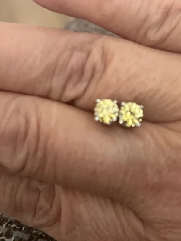 New Moissanite 1.0 carat Lemon Yellow Studs - Image 2