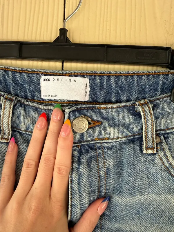 ASOS Design Denim Cutoff Shorts | Mid Blue Wash - Image 2