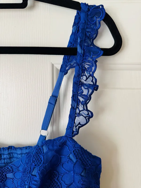 Anthropologie Ruffle-Strap Corset Lace Mini Dress, Size S - Image 7