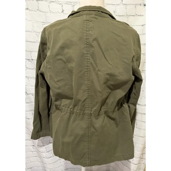 Gap Jacket Womens XS Army Green Classic Utility Snap Cinch Waist Military Field - Image 5