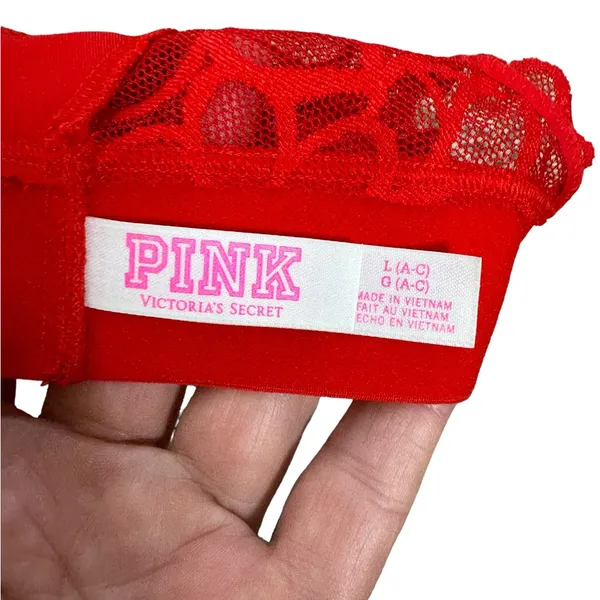Victoria's Secret PINK Unlined Floral Lace Halter Bralette Large‎ (A-C) CP - Image 3