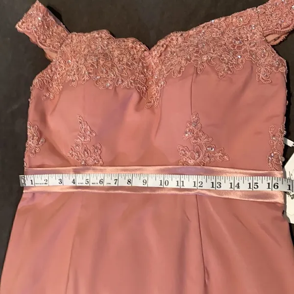 Women’s Dusty Pink Full Length Party Formal Dress Small Train Size 14 NWT - Image 8