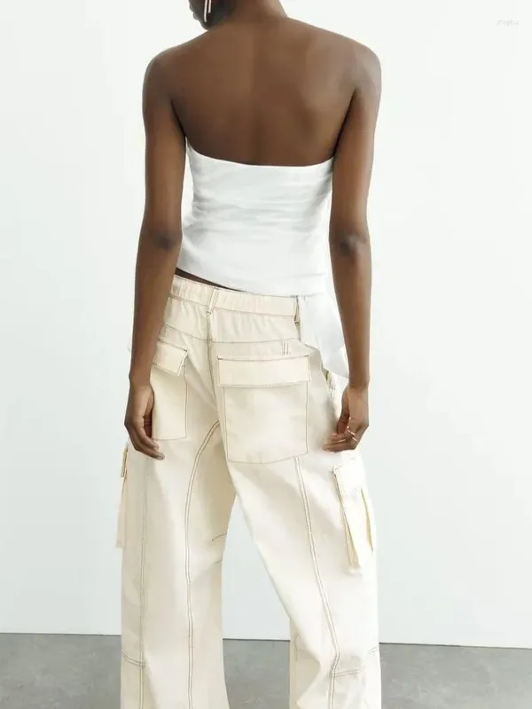 Zara NWT  STRIPED White STRAPLESS TOP. Size Small. - Image 9