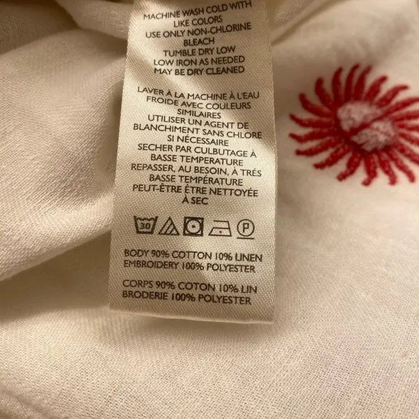 Free people White Dress with Red Floral Embroidery size XS oversized - Image 9