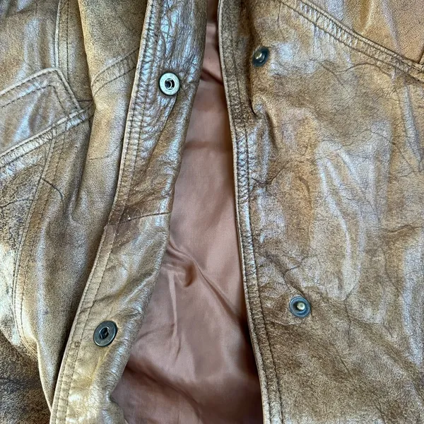 Vintage Brown Genuine Leather Overcoat Trench Coat Limited Express Coat Size M - Image 10