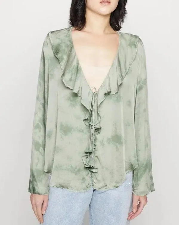 Free People New Women’s Lyocell Tie Front Blouse, Size M New w/Tag Retail $128 - Image 5