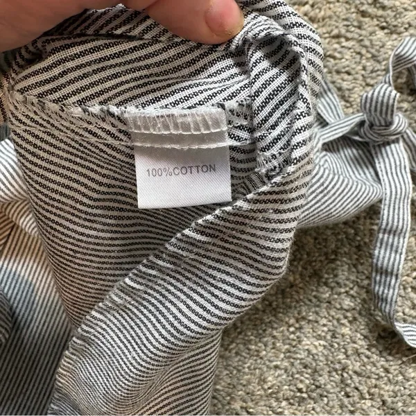 Brandy Melville Striped Wrap Skort Tie Waist Mini Skirt 100% Cotton Navy White - Image 3