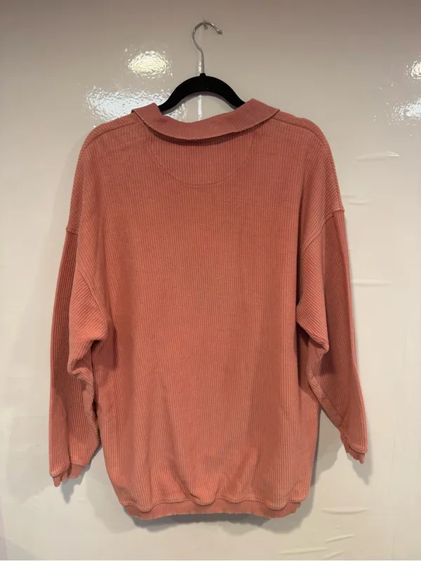 Pink ribbed aerie quarter‎ zip sweater - Image 3