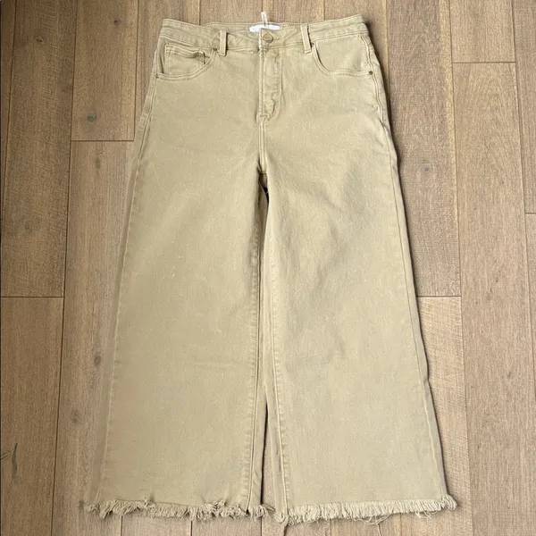 Risen Jeans High Rise Fringe Cropped Wide Leg Jeans - Image 3
