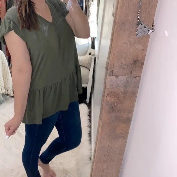 Time and Tru olive green super soft babydoll top size extra large 16-18 - Image 2