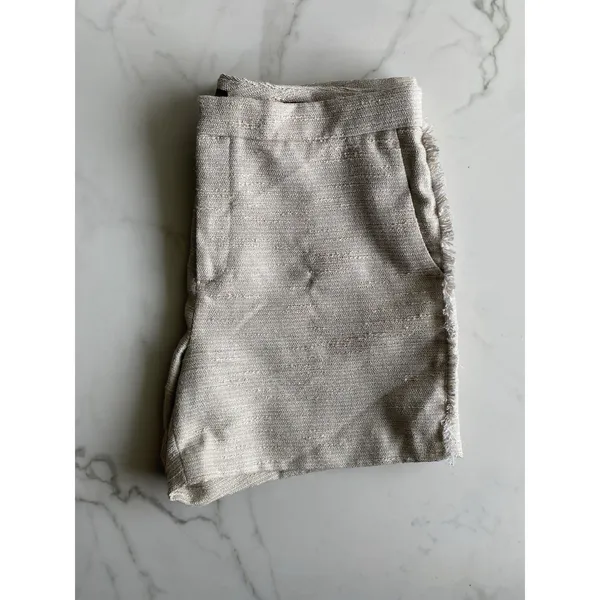 Banana Republic Ryan Tweed Shorts Size 12 Metallic Beige Fringe Tailored Dressy - Image 11