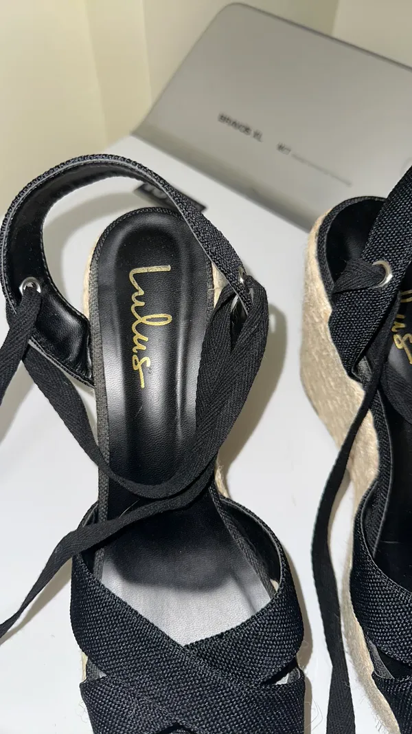 Lulus Wedges Lace-Up Black - Image 4