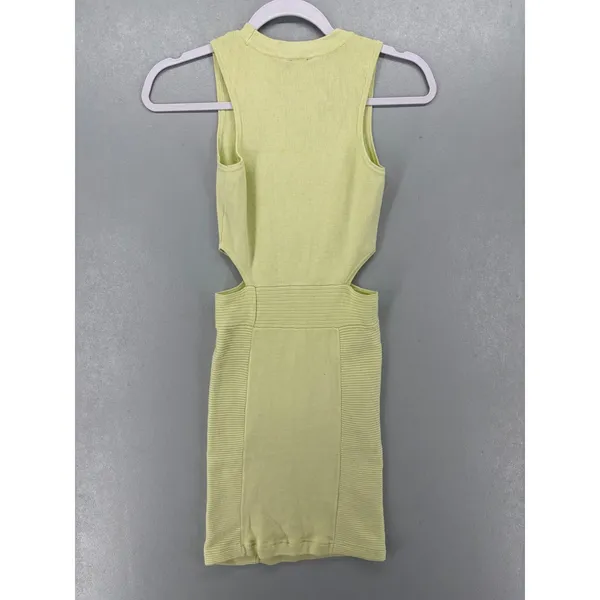 Guess Mini Dress Women S‎ Lime Green Ribbed Knit Side Cutout Bodycon Sleeveless - Image 3