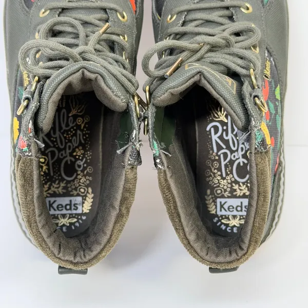 Keds x Rifle Paper Co Scout Boot Olive Floral Lace Up Ankle Boots Sz 7 Gorpcore - Image 7
