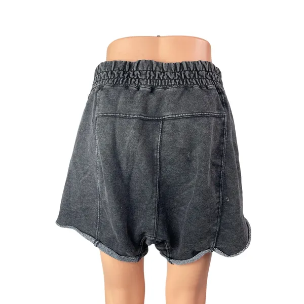 Free People Women's Black High Waisted Pull On A Line Denim Jean Shorts Size M - Image 2