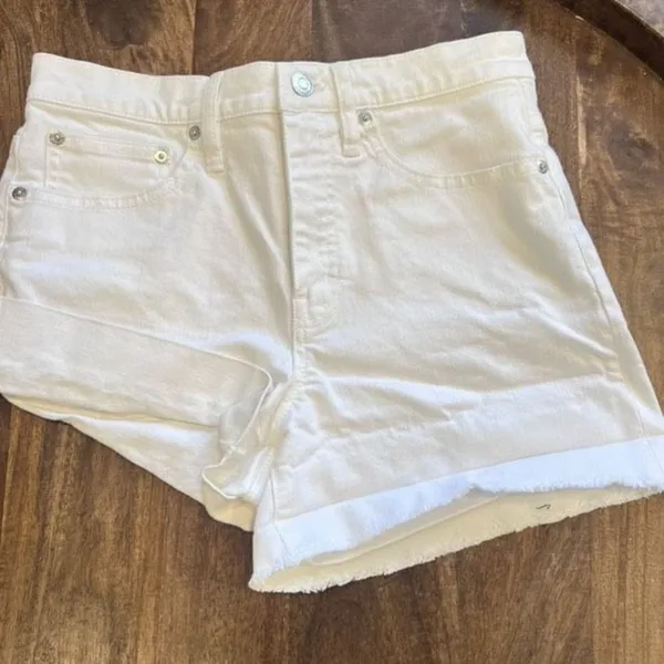 J. Crew Women's White Casual Denim Jean Shorts Size 25 roll up‎ Festival hi rise - Image 8