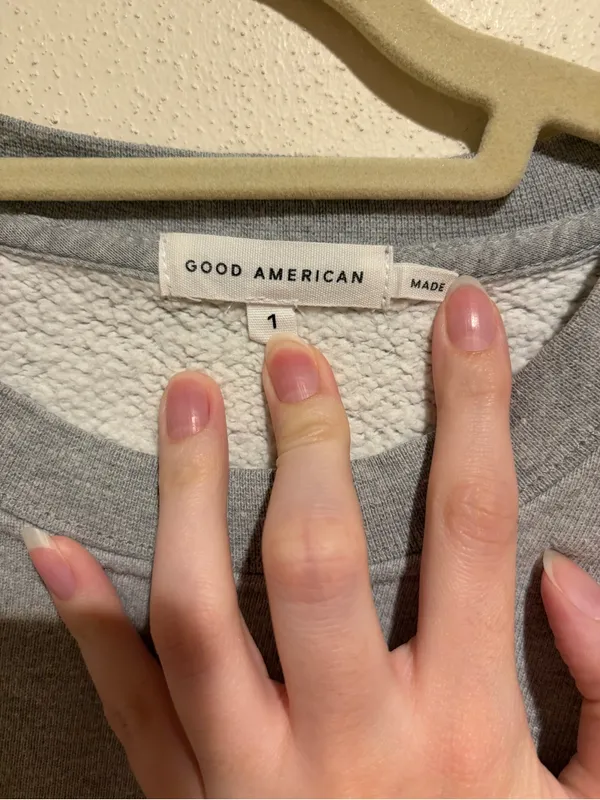 Good American Boyfriend Fleece Cotton Crewneck Sweatshirt Gray Size 1/Small - Image 4