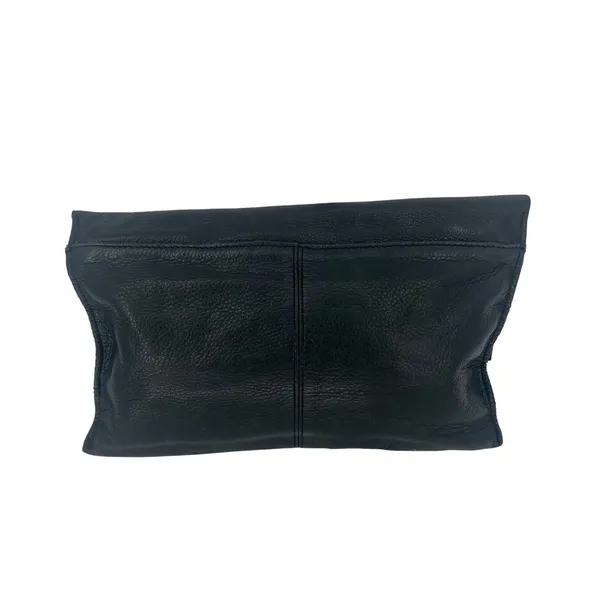 Anthropologie Black Leather Foldover‎ Clutch Bag - Image 9
