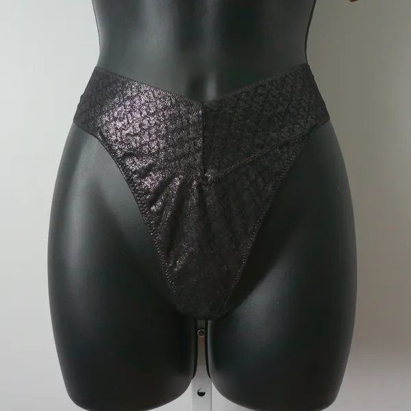 Skims Cotton Glitter Office Siren MobWife G-String Bra Lingerie Set M/L Black - Image 3
